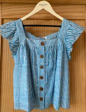Load image into Gallery viewer, Laurent Flutter Top Sunday Stripe Bluesy