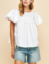 Load image into Gallery viewer, Kimberly Flutter Sleeve Top White