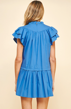 Load image into Gallery viewer, Delia Mini Dress Embroidered Blue