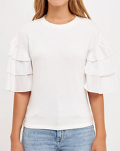 Load image into Gallery viewer, Darin Mixed Ruffles Sleeve White