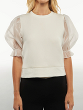 Load image into Gallery viewer, Darcy Sweatshirt Sheer Sleeve White