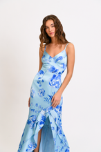 Load image into Gallery viewer, Angel Maxi Dress in Sky Floral Satin
