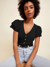Load image into Gallery viewer, Maria Femme Snap Tee Jet Black