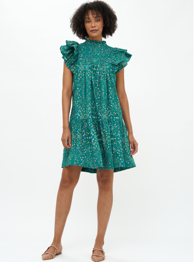 Pinutck Mini Dress Green