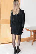 Load image into Gallery viewer, Short Fringe Dress Black Ponte