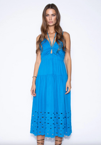 Hedy Embroidered Midi Dress Azure