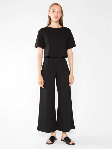 Ponte Knit Wide Cropped Black