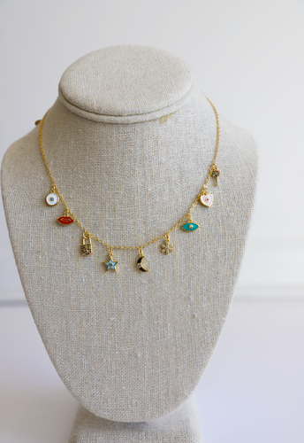 Multi Charm Necklace Gold