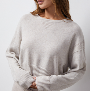Wool Cashmere Crew Neck Sweater Oatmeal